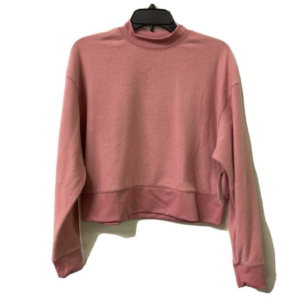 Abound Womens Pink Boxy Long Sleeve Mock Neck Sweatshirt